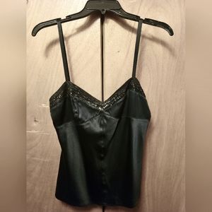Express sequin embellished trim silk camisole tank.